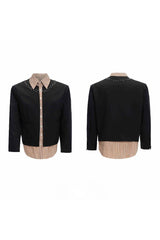 Striped Layered Studded Shirt Jacket
