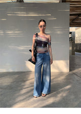 Santori chiffon off-shoulder sleeveless T-shirt
