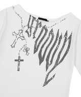 グルーヴィワンショルダーTシャツ_ホワイト