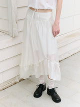 UNBALANCE SHIRRING LONG SKIRT IVORY