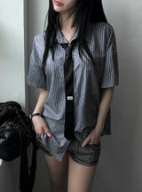 26SS★ [ MADE / Tie Set ] シルクストライプクラシックシャツ半袖バージョン