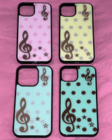 [made] Dot treble clef yellow phone case (glass bumper)