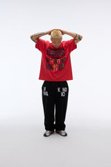 Weekend warrior typography printing long pants (Black)