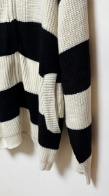 (HIGH-QUALITY!/UNISEX) ビッグフードルーズフィットストライプニットジップアップ - 2 COLOR