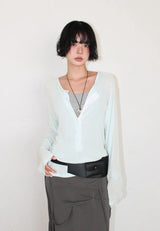 SHEER BUTTON HENLEY TOP