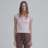 Puff U-neck T-shirt (Pink)