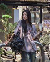 フラワーパッチピグメント半袖Tシャツ