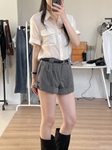 Pocket Organza See-through Short Sleeve Shirt