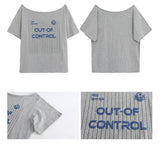 Control off-shoulder loose fit short-sleeved T-shirt