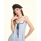[GirlyFancyClub] Academy Navy Style Light Blue Double-Layer Sheer Chiffon Camisole Dress