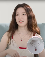 [IDLE Shuhua Necklace] ローズピンクハートプリンセスレイヤードネックレス - シルバーカラー