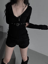belted wrap V-neck T (2color)