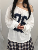 Numbering loose sweatshirt