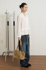 Frill V-neck Blouse (Ivory)