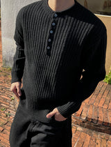 Stoic Henley-Neck Wool Knit (4 Colors)