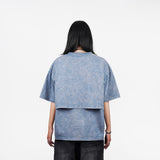 HIERARCHY STUDIOS ENE - ウォッシュドブルーレイヤードENE オーバーサイズTシャツ