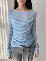 Melbourne shirred layered long-sleeve tee