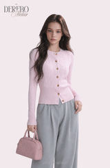 Baby Pink Cable Knit Cardigan