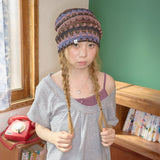 wave pattern beanie purple