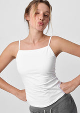 [B-BASIC] Basic Cotton Spandex Strap Square Neck Sleeveless (Built-in Cups) (2 SIZE)