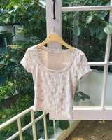 Kyujeun Lace Floral Short Sleeve T-Shirt