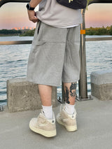 Double knee carpenter sweat half pants 2C