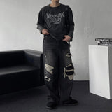 DP807699533145 Flame Lettering Long-Sleeved T-Shirt
