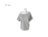 Soa Plain Unbalance Off-Shoulder Short-Sleeve T-Shirt