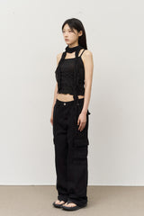 (W) Dun Wrinkled Scarf Top