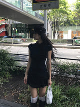 City Class Sheer Shirring HAlf Shirt& Skirt SET 