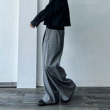 Micro Check Draped Trousers