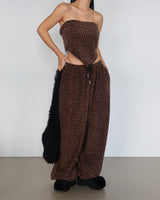 fleece leopard leopard jogger pants