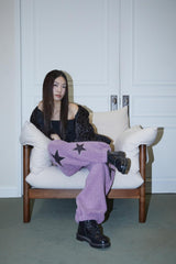STAR patched pants / grape