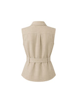 Celine Dot Scarf Linen Sleeveless Blouse Beige