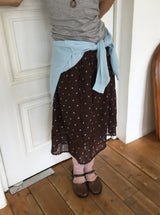 チャポ ドット レース シフォン バンディング ミディ スカート