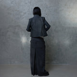 RIBBED SLEEVE LEATHER JACKET