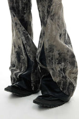 Painted Distressed Flare Denim
