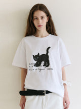 ローラキャットフレンズルーズフィットTシャツ ホワイト