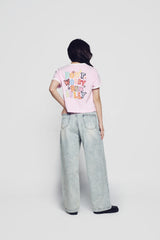 24FWベリーコラージュロゴクロップ半袖Tシャツ ピンク