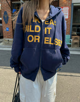 Flag print hoodie zip-up