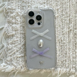 [made]white&lavender ver ribbon resin phonecase