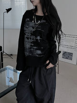 printed ribbed long sleeves (2color)