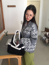 Suede Trimmed Baguette Bag (3 colors)