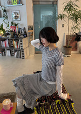 LACE CHECK TEE