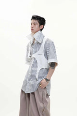 Striped Double Collar Layered Shirt