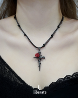 Red Rose String Necklace