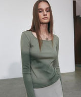 MINIMAL SQUARE LS KNIT_KHAKI