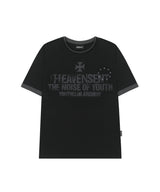 ヘブンセントカラーレイヤードロールアップTシャツ - ブラック