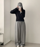 Angel Wing Star Pocket Embroidery Wide Banding Pants