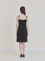 レースフリルミディドレス (Black)
